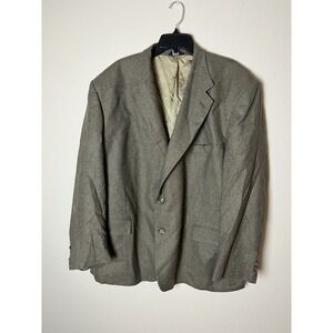 Stafford Blazer Mens 50R Gray Wool Silk Blend Herringbone Sports Coat Classic